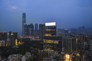 Fototapeta na wymiar office building at night in hong kong