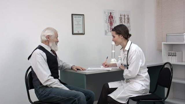 Patient tells the doctor about his health complaints.