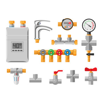 Water pipes vector icons isolated.