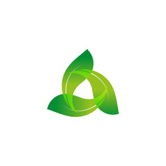 Wind energy day. Green abstract logo. Leaf logo.