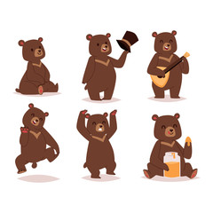 Cartoon bear vector set.