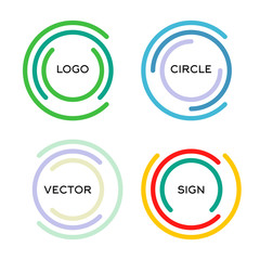 Isolated abstract round vector logo set. Outlined circular colorful logo group.