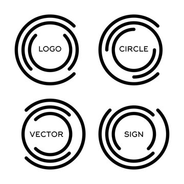 Isolated abstract round vector logo set. Outlined circular logo collection.