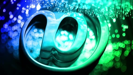 email sign and Fiber optics background shot in HD