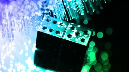 dice with Fiber optics background, shot in HD