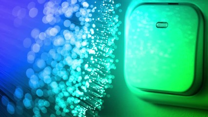 light switch being turned on and off, with fiber optical technology background shot in HD video