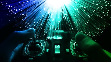 remote controll with with Fiber optics background, shot in HD