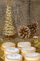 Fototapeta na wymiar Mantecados and Polvorones, typical Spanish Christmas sweets.
