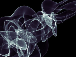 abstract white silk smoke over black background with copyspace