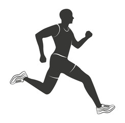 Fototapeta na wymiar silhouette athlete running isolated icon