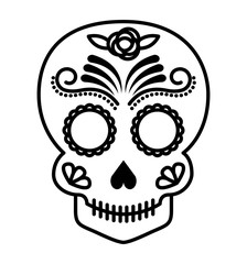 skull drawing tattoo style isolated icon