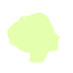Isolated pale green color women side view vector logo. Beauty salon logotype on the white background. Hairdresser business card element. Minimalistic female silhouette. Cosmetics icon.