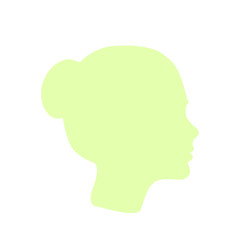 Isolated pale green color women side view vector logo. Beauty salon logotype on the white background. Hairdresser business card element. Minimalistic female silhouette. Cosmetics icon.