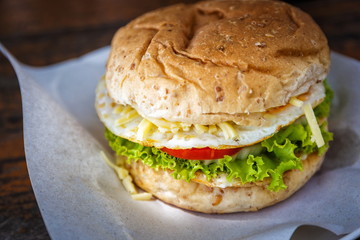 Tasty burger in cafe