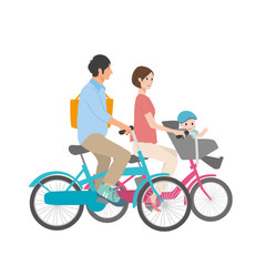 Obraz premium 自転車 親子 イラスト