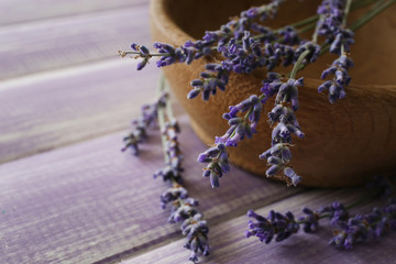 Obraz na płótnie Canvas Lavender in bowl, closeup