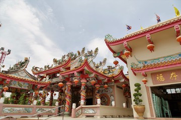 dragons on the roof of Chinese temple in Thailand, They are public domain