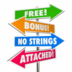 Free Bonus No Strings Attached Signs Words 3d Illustration