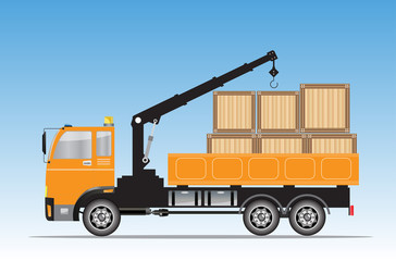 Side view of  Crane  truck Vector
