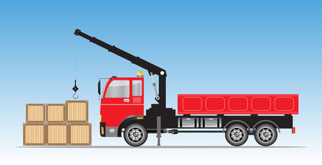 Side view of  Crane  truck Vector