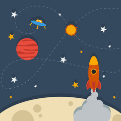 Paper-like Outer Space | Editable vector illustration in flat style for astronomy or art related purposes