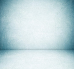 Empty blue cement room in perspective view, background