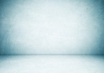 Empty blue cement room in perspective view, background