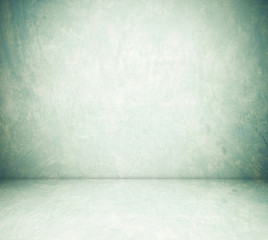 Empty green cement room in perspective view, background,