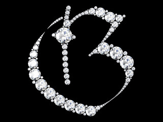 diamond letters with gemstones isolated on black