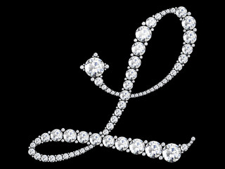 diamond letters with gemstones isolated on black