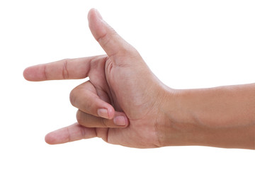 Man hand sign isolated on white background