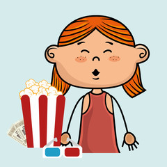 woman movie video theater vector illustration graphic