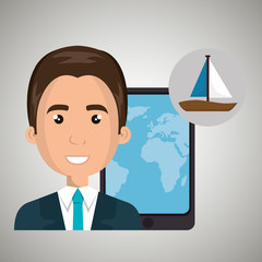 man travel map world vector illustration eps 10