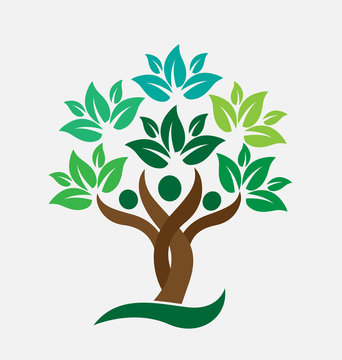 Logo tree people teamwork. Ecology concept  icon vector design