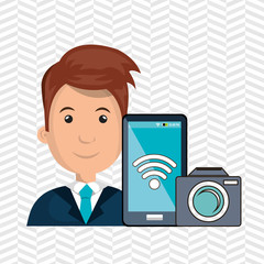 man camera photo photography vector illustration eps 10