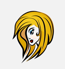 Pretty blond fashion girl logo