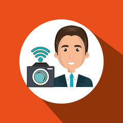 man camera photo photography vector illustration eps 10