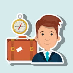 man suitcase travel location vector illustration eps 10