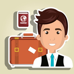 man suitcase travel location vector illustration eps 10