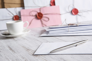 Letter with seal on table