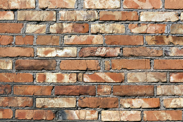 Grungy red brick wall texture.