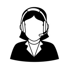 headset person call operator reception assistant support communication service vector illustration 