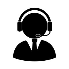 headset person call operator reception assistant support communication service vector illustration 