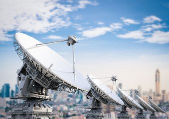 satellite dish in a row 