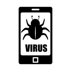 smartphone virus phone danger data alert silhouette vector illustration