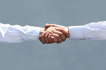 shaking hands in the office at the beginning of the working day