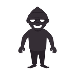robber thief criminal hat black man smiling theft vector illustration