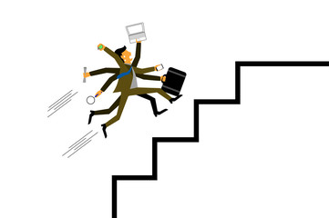 Man, Panic to reach his goal or target
