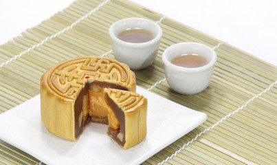 Moon cake with tea