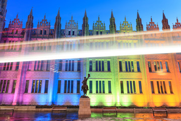 Marischal College view in the evening in Aberdeen Scotland